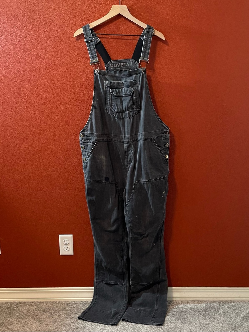 Dovetail Workwear Women’s Black Faded Trashed Painters Overalls Farm Bib